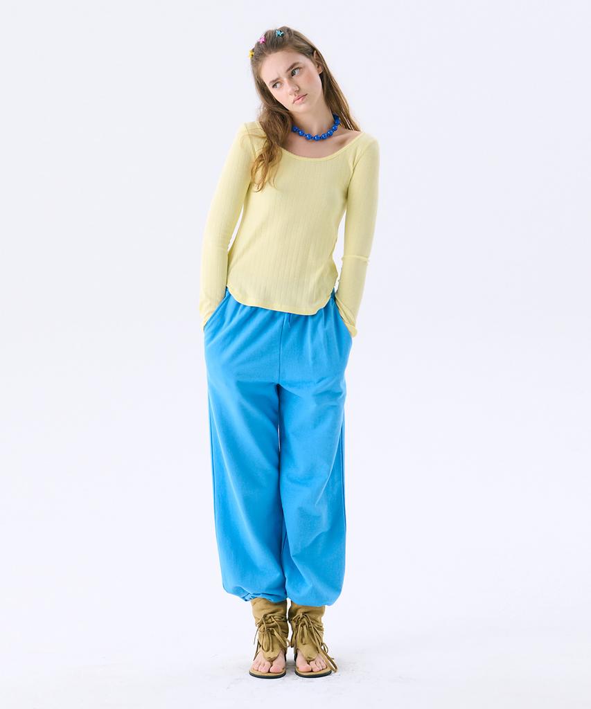 JUNEJUNE SPACE Scoop-Neck Eyelet T_Light Yellow