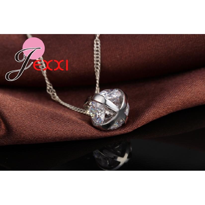 Fashion Women Necklace Earrings Jewelry Sets Crystal 925 Sterling Silver Color AAAAA CZ Wedding Party Jewelry Sets For Women
