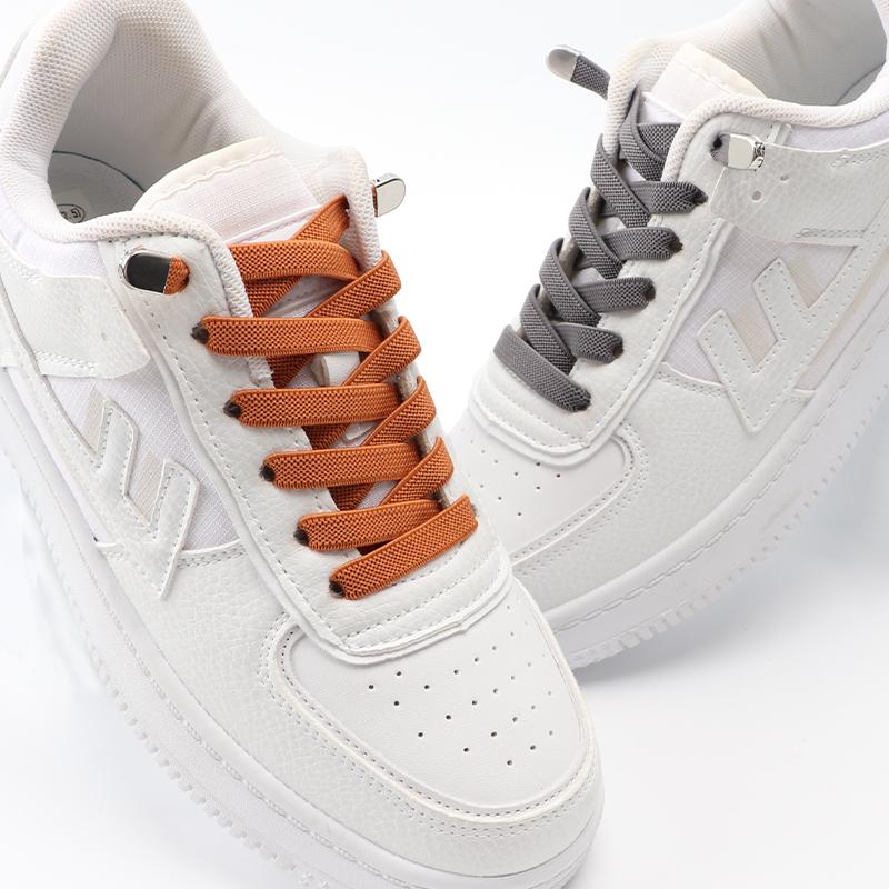No Tie Shoelaces Metal Press Lock Elastic Shoe Laces For Sneakers 8MM Widened Chequered Weave Lazy Shoes Lace Unisex 1 Pair