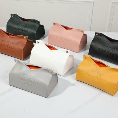 Leather Tissue Box Car Toilet Pumping Box Home Living Room Decoration Bedroom Kitchen Desktop Nordic Large Storage Box