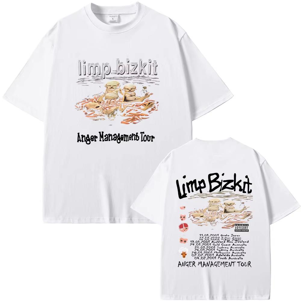 Koszulki z koszulki Rockowego Zespołu z lat 90. Limp Bizkit Anger Management Tour Letnie Męskie Damskie Codzienne Bawełniane Streetwear Koszulka