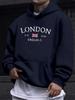 London Mode Print Hættetrøjer Til Mænd Afslappet Efterår Vinter afslappet sweatshirt Kængurulomme Langærmet Efterår/Vinter simpel