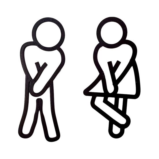 Men Women Bathroom Sign 2D Acrylic Restroom Door Sign Business Restaurant Office Hotel Washroom Wall Gender Identification Signage