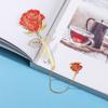 Leaf Rose Flower Chinese Style Metal Bookmark Vintage Bookmark Hollow Bookmark Leaf Bookmark