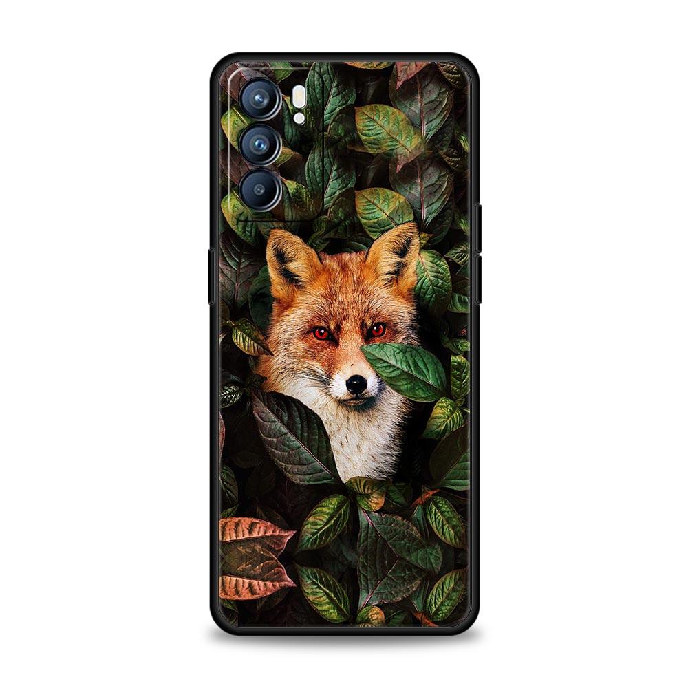Niedliches roter Fuchs Geschenk Weiche Handyhülle für Oppo Find X5 A54 A53 A52 A9 2020 A15 A95 A16 A76 A74 A12 Reno7 SE Reno6 Pro 5G Schwarze Hülle