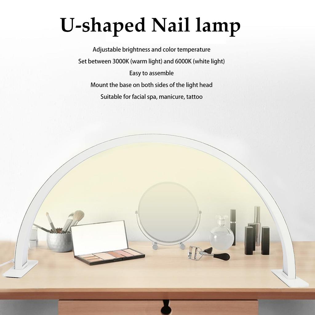 Schreibtisch-LED-Lampe U-förmiges Fülllicht für Maniküre Halbmondförmiges Nagelicht mit Diamanten Maniküre-Lampe Nagelkunst Salonwerkzeuge