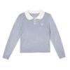 Betu Women's Contrast Collar Embroidered Long Sleeve Knit Top