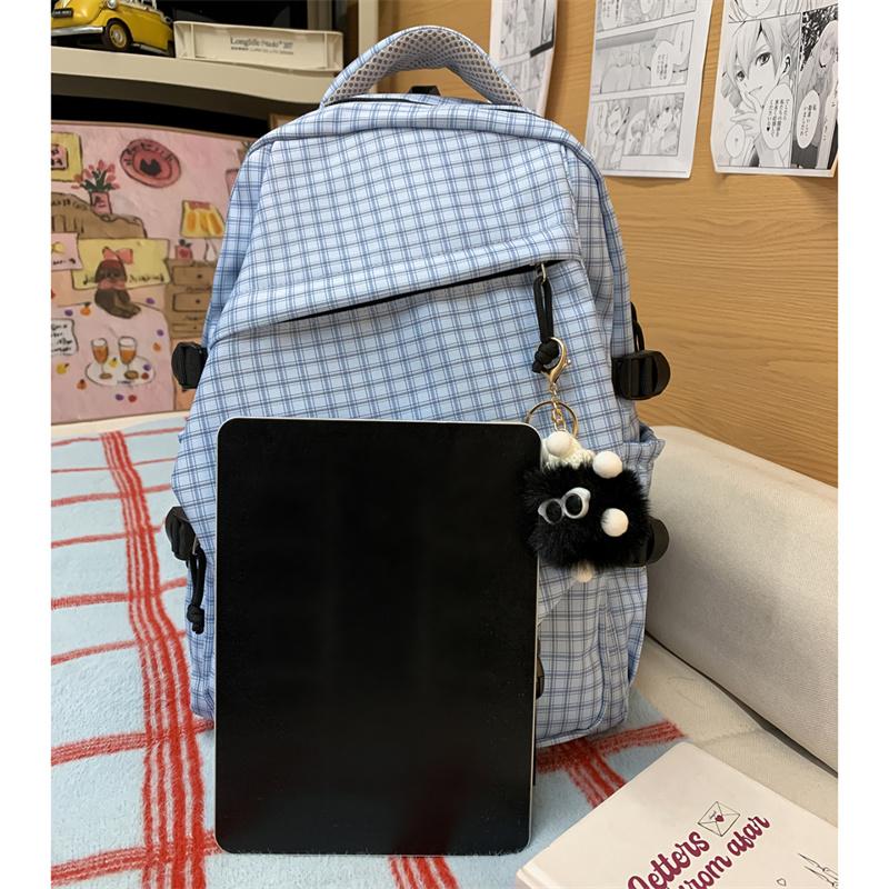 Large Capacity Backpack Campus Schoolbag Commuter Plaid Backpack