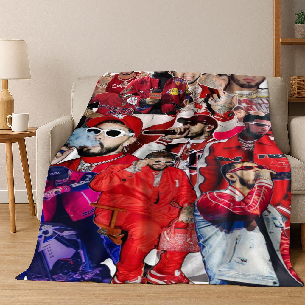 Anuel AA Hip Hop Rapper Singer Flannel Blanket,Warm and Cozy Soft Throw Blanket for Home Bedroom Bed Sofa Cover Kid Gift