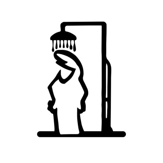 Metal Bathroom Sign Black Shower Figure Wall Decoration Minimalist Line Rustic Door Sign Funny Door Topper for Bathroom Decoration
