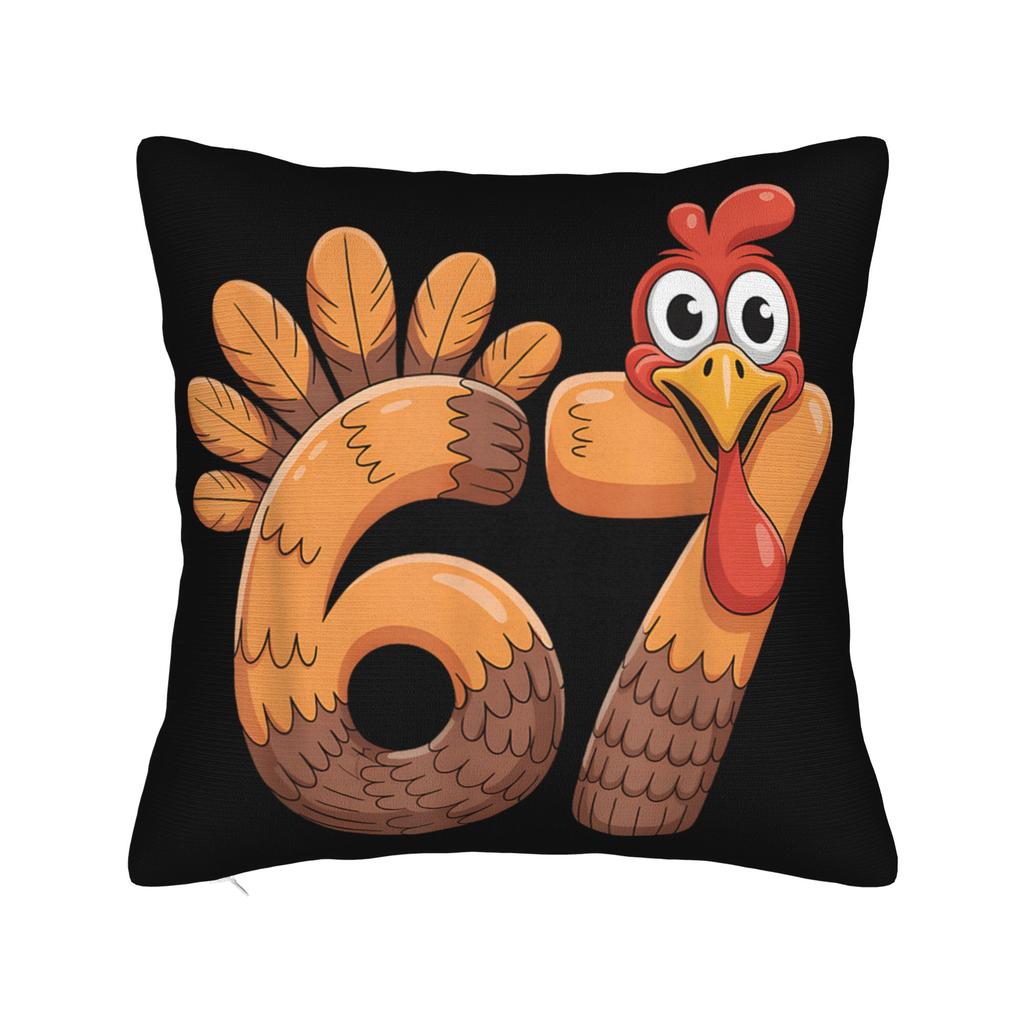67 Six Seven Meme Pillow Cover Brainrot Print Cushion Cover Funny Pillow Case For Sofa Couch Bed Living Room