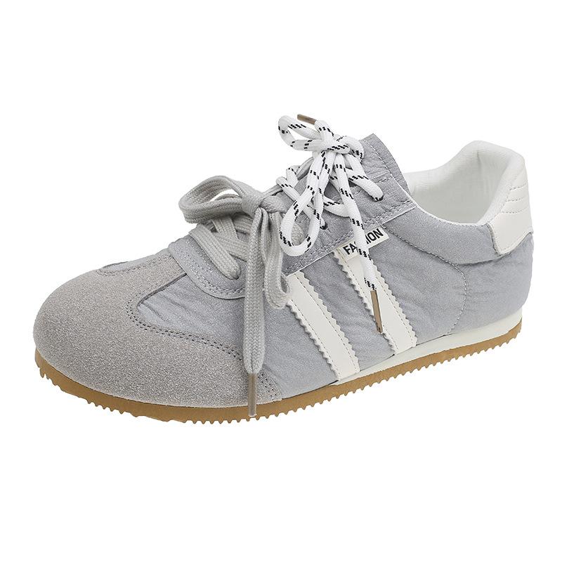 Leather Retro German Training Shoes Women's 2025 Spring and Autumn Flat-bottomed Casual Board Shoes Sports Shoes Versatile Forrest Gump Shoes Little W