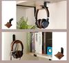 KiaoTime Headphone Hanger Holder Walnut Wood Headset Universal Fit - Stand, (Under-Desk Mount)