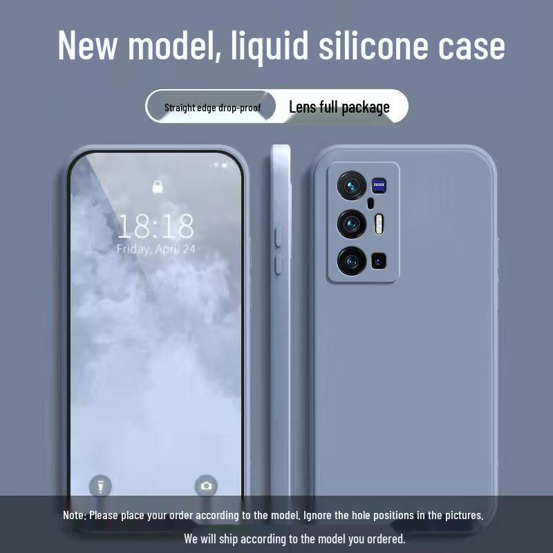 Compatible vivo X70 Pro+ Solid Color Liquid Silicone Anti-Drop Full Coverage Soft Case