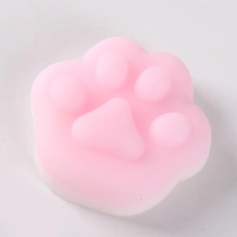 1Pcs Mini Cute Cat Paw Squeeze Toy TPR Pinch Decompression Toy Slow Rebound Fidget Sensory Toys for Kids Adults Gift