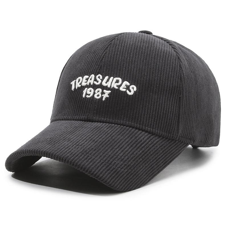 Autumn Winter Corduroy Baseball Cap Men Outdoor Letters Duck Tongue Cold Warm Women Cap