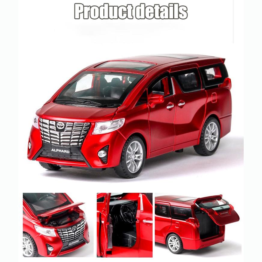1:32 Scale Toyota Alphard Alloy Car Model, Diecast Car Toys with Light & Sound Effect for Boys Birthday Gift Kids Toys Car Collection