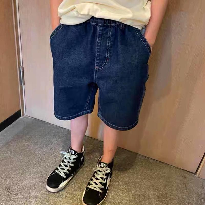 Yaz Çocuk Kotları Erkek Pamuklu Şortlar Ek Parçalı Esnek Denim Şortlar Genç Pantolonları Giyim Çocuk Giyim Denim Kotlar