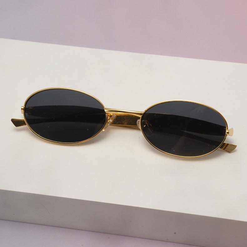 Oval Frame Rimless Cut Edge Sunglasses Fashion UV400 Small Frame Eyewear Gafas De Sol Personality Design