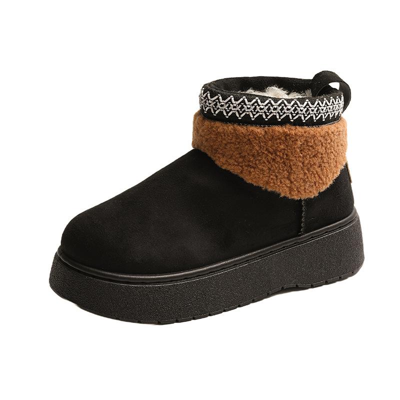Elegant fluffy snow boots 22 new autumn and winter new warm thick-soled sleeve snow cotton shoes