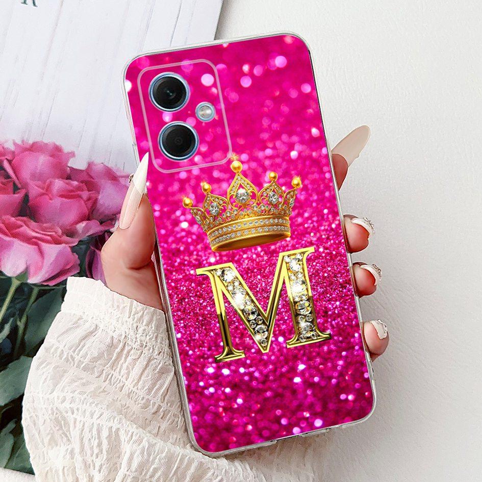 For Xiaomi Redmi Note 12 5G Case Lovely Crown Letters Transparent Silicone Soft Slim Cover For Redmi Note 12 Pro Plus Phone Bags