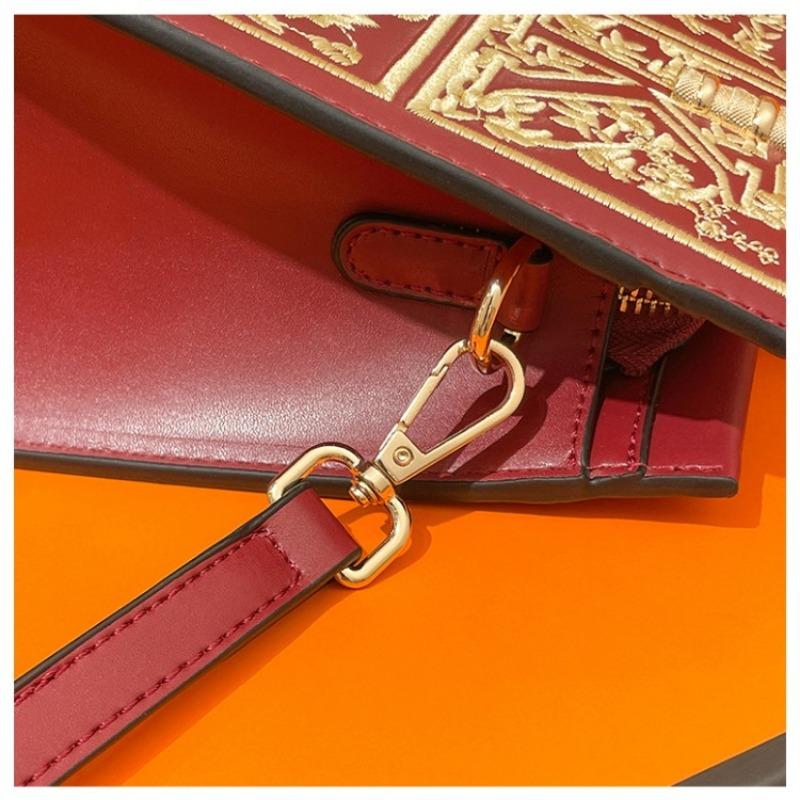 W. D. POLO Gift Embroidery Red Wedding Bag for Newlywed Mom Gift for Elderly Mother-in-law Handbag Crossbody Girl Bag