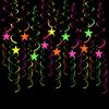 Yousheng 40 Pcs Glow Paper Star Hanging Swirl Decoration Glow In The Dark Ceiling Streamer Fluorescent Neon Party Supplies for Wedding Birthday