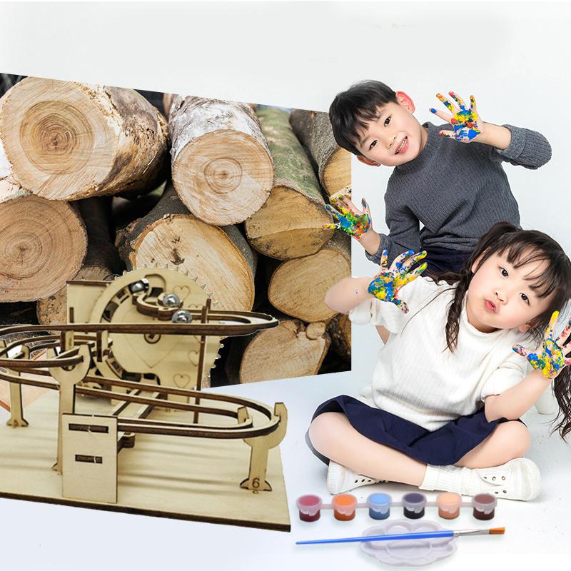 Puzzle en Bois 3D à Assembler Soi-même Mécanique Piste de Billes Engrenages Modèle Kit de Construction Puzzles Scientifiques Steam Jouets Éducatifs Cadeau pour Enfants