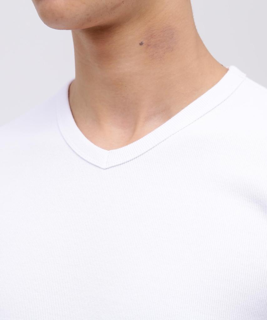 AVIREX DAILY RIB V-NECK TEE 6143501 men's S white