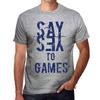 Men’s Vintage Tee Shirt Graphic T Shirt Say Yes To Games Grey Marl