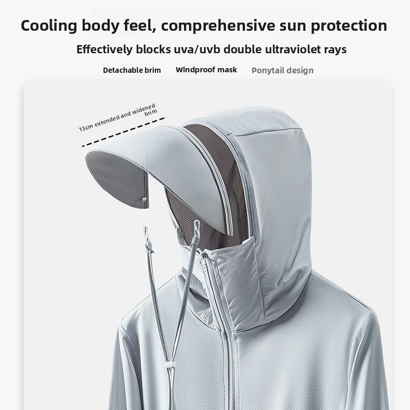 Sunscreen Clothing Summer Anti-ultraviolet Skin Clothing Men's Detachable Brim Fishing Sunscreen UPF50+