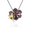 Original Designer Brooch Pendant for Dual Use Birds and Flowers Design 925 Silver Natural Amethyst Necklace