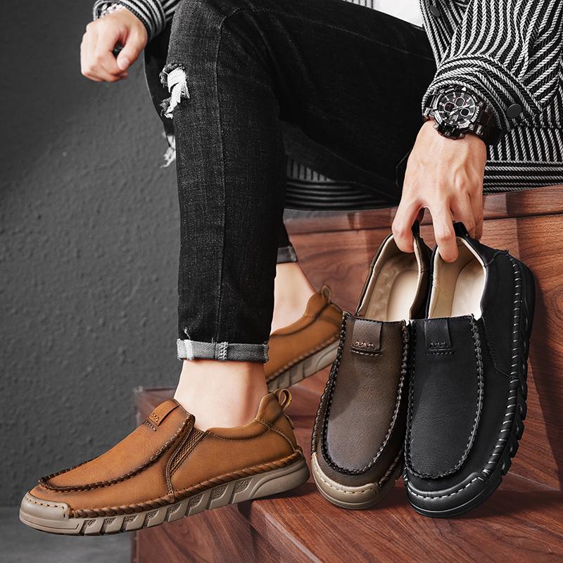 Fashion 2025 Trend Mens Casual Shoes Handmade Leather Comfy Loafers Moccasins Luxury Designers Lightweight Breathable Men Outdoor Shoes