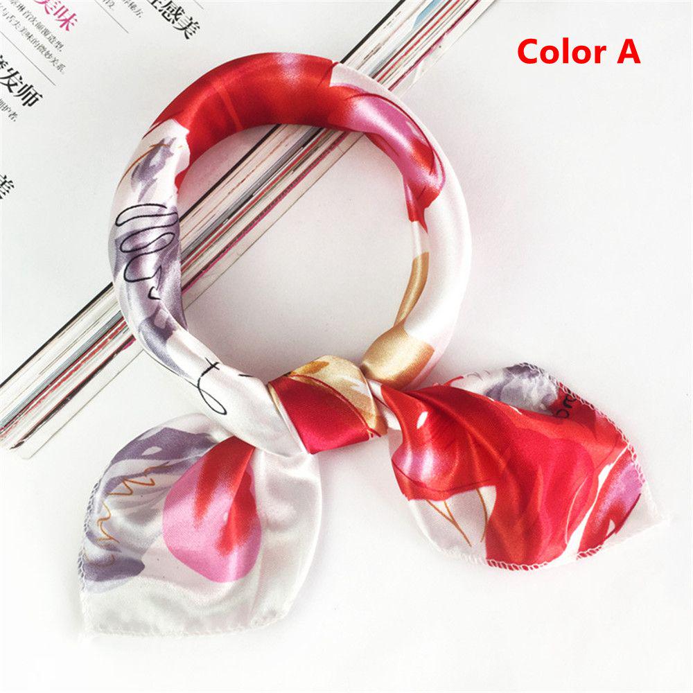 Fashion Women Elegant Square Scarf Hair Tie Band Head Neck Silk Feel Satin