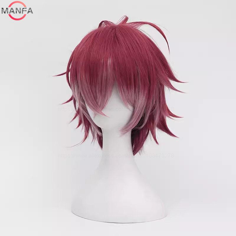 Anime Sakamaki Ayato Dark Red Mix Short Cosplay Wig Heat Resistant Synthetic Hair Wigs + Wig Cap