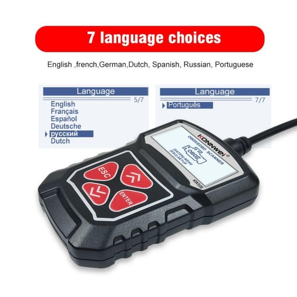 KONNWEI KW309 OBDII Scanner Cititor de coduri de eroare a motorului ELM327 Scaner auto OBD2 Scaner OBD pentru mașină Instrumente de diagnosticare pentru reparații