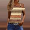 Dammode Casual Tryck Sexig Off-shoulder Kortärmad T-shirt Topp