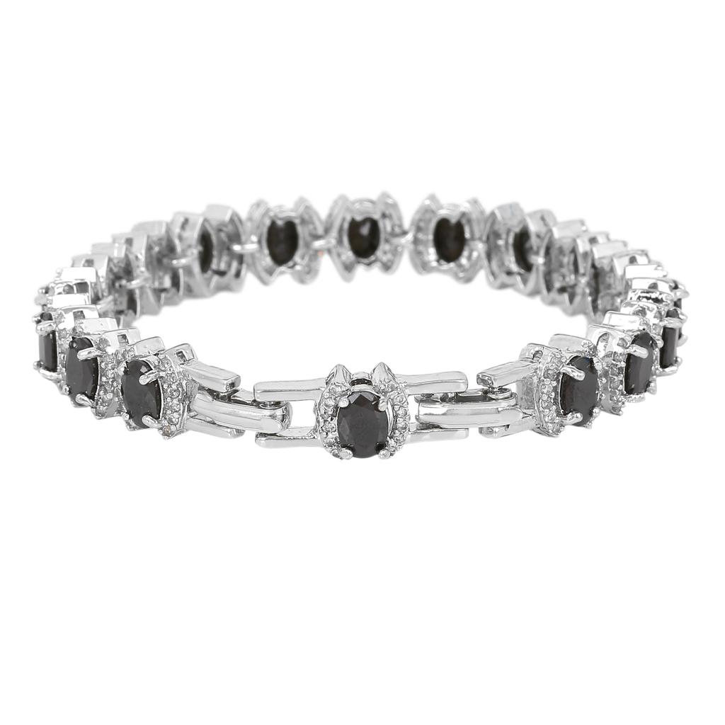 Prachtige damesarmband Estele met rhodium plating, CZ en zwarte stenen