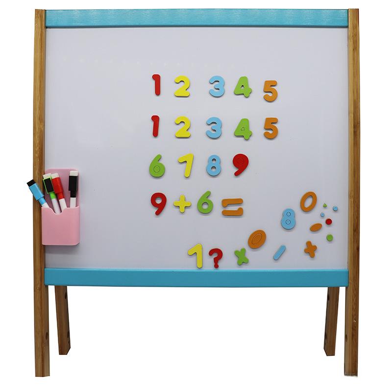 Tableau éducatif magnétique en bois avec lettres et chiffres colorés pour enfants