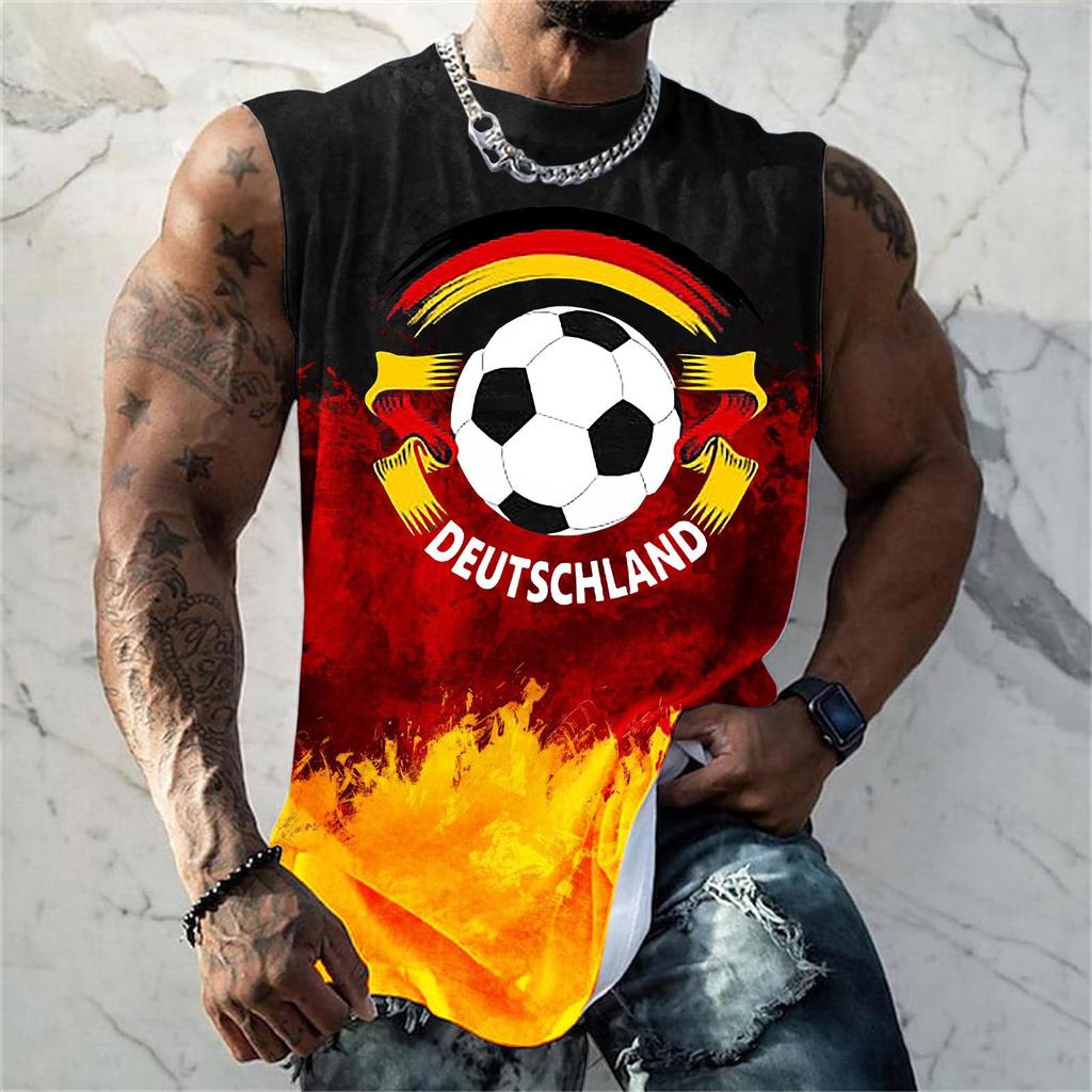 Men's Printed Tank Top  Casual Sports Loose Sleeveless Vest