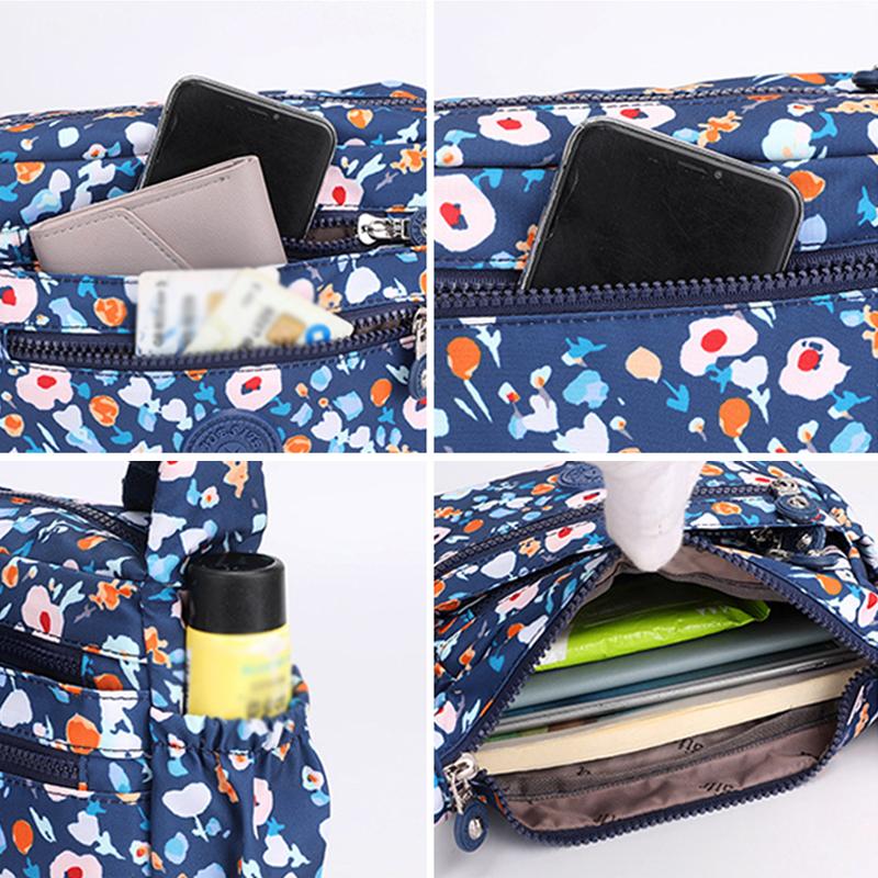 2025 Neue Mode Nylon Bedruckte Umhängetasche Großvolumige Mehrschichtige Blumen Schultertasche Lässige Joker Damen Umhängetasche