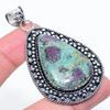 Ruby Fuchsite Lab-Created Handmade 925 Sterling Silver Pendant 2.64" i6T48