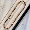 Maillard Boutique Natural Tiger'S Eye Stone Mocha Brown Pearl Design Sweater Chain Necklace Collarbone Chain