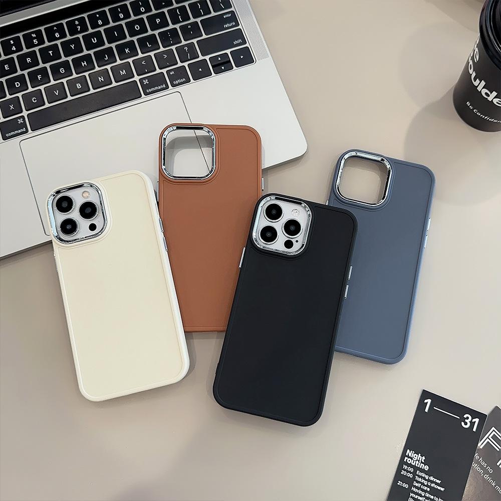 Pokované sklo pre iPhone 16 pre 17promax pre puzdro na telefón Apple 14 Silikónové 11 Jednoduché Jednofarebné