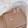 Modisches Elegantes Leichtluxuriöses Vollzirkon Exquisites Elementstil Kupfer Mikro-Inlay Ohrringe Halsketten Set