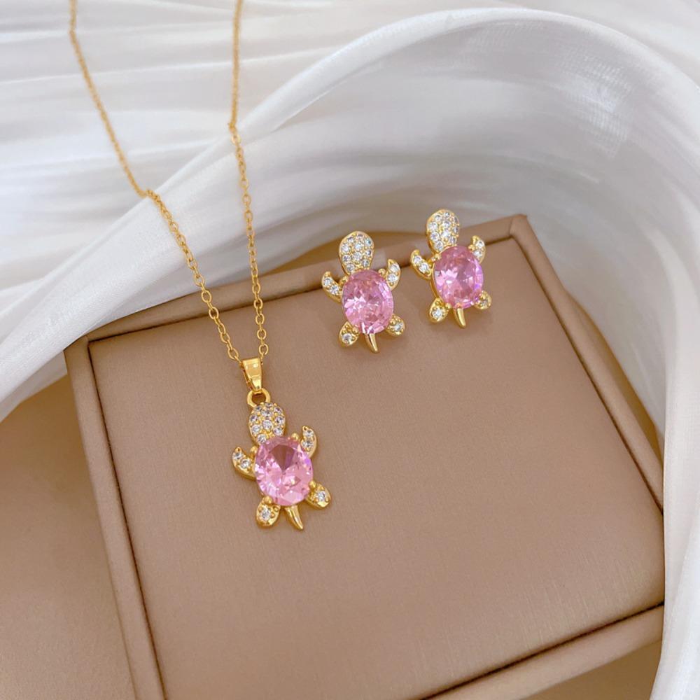 Modisches Elegantes Leichtluxuriöses Vollzirkon Exquisites Elementstil Kupfer Mikro-Inlay Ohrringe Halsketten Set