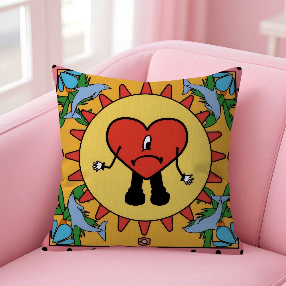 Singer B-Bad Album Bunny Personalized Pillow Cover Kids Bedroom Wild Party Decor Pillowcase Kid Birthday Shower Gift