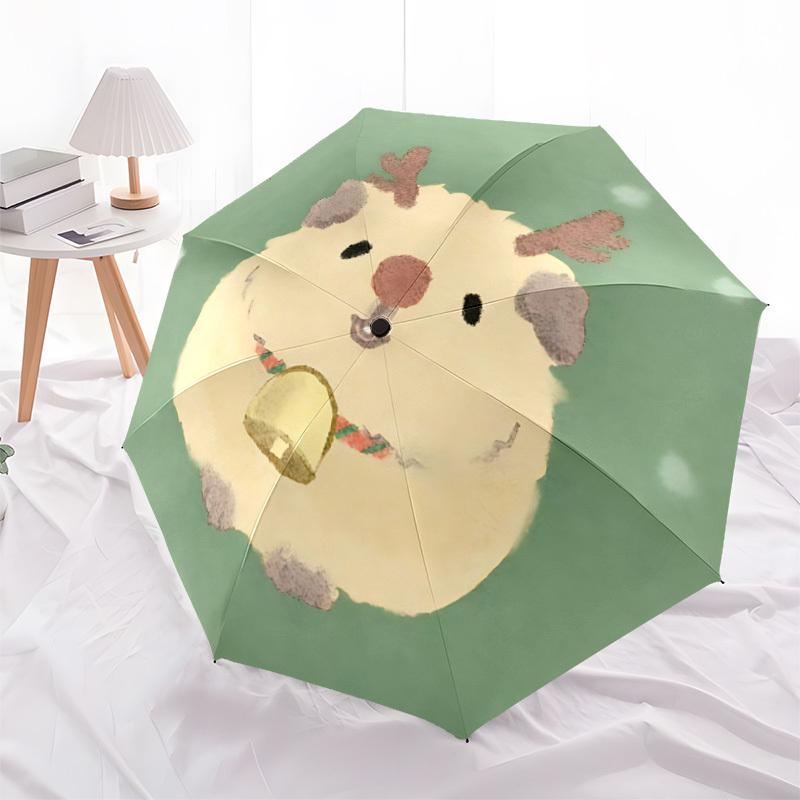 1pc Reindeer HamsterAutomatic Open/close Folding Umbrella, Compact Portable Travel Umbrella, Perfect Birthday/Holiday, Cute Umbrella y003