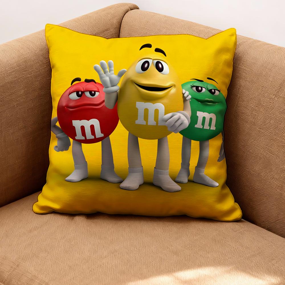 M&M's Cushion Cover Premium Comfort Reversible Pillow Cove -Two In One Design for Any Room & Car Interior