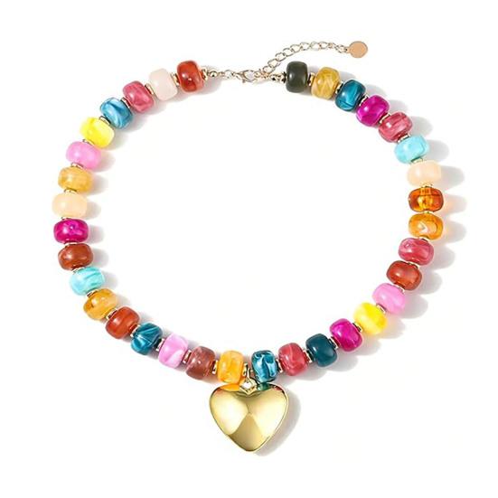 Barevný náhrdelník s velkými korálky pro ženy Pryskyřičné korálky Krátký náhrdelník Bohatý styl Masivní choker pro letní plážovou párty dovolenou